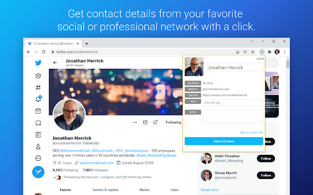 Contacts+ Connector chrome extension