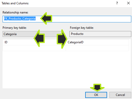 Crear relaciones entre las tablas de SQL