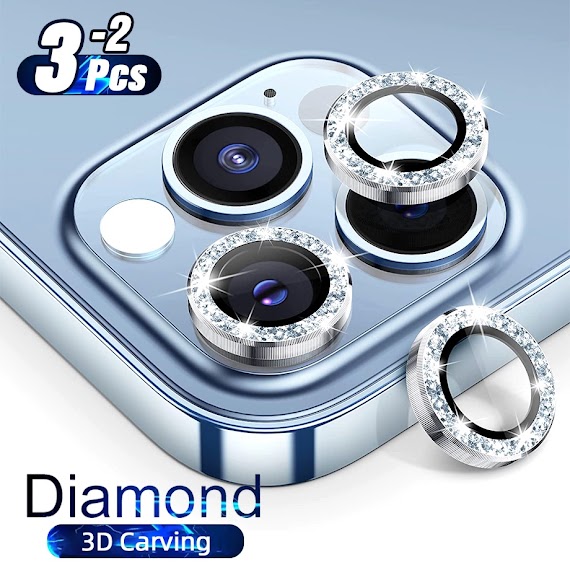 Miếng Bảo Vệ Camera Sau Điện Thoại Đính Kim Cương 3D Cho Iphone13 Pro Max 11 Pro Sierra Blue Glass Iphone 12 Pro Max