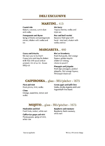 Indigo Delicatessen menu 