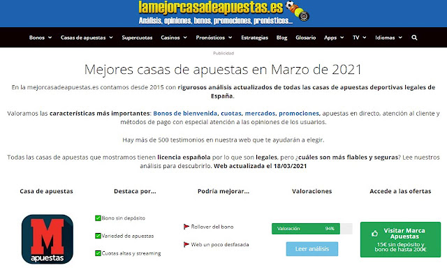 Lamejorcasadeapuestas.es info extension chrome extension