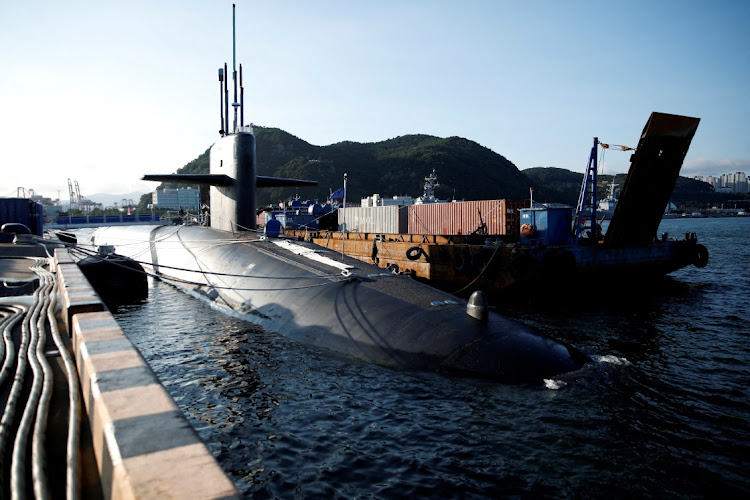 US Ballistic Missile Submarine USS Kentucky is anchored at Busan Naval Base, in Busan, South Korea, July 19, 2023.