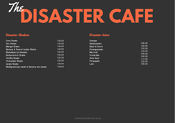 The Disaster Cafe menu 