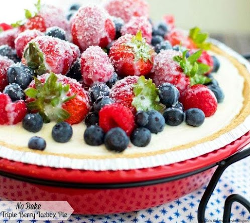 No Bake Triple Berry Icebox Pie