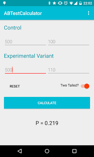 A/B split test calculator