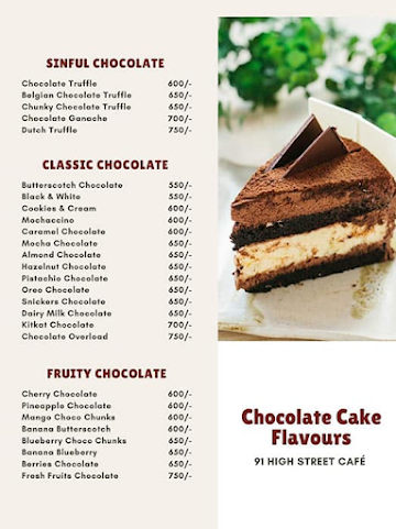 91 High Street Cafe menu 