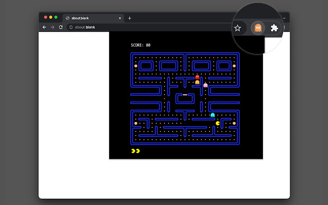 Pacman on Popup chrome extension