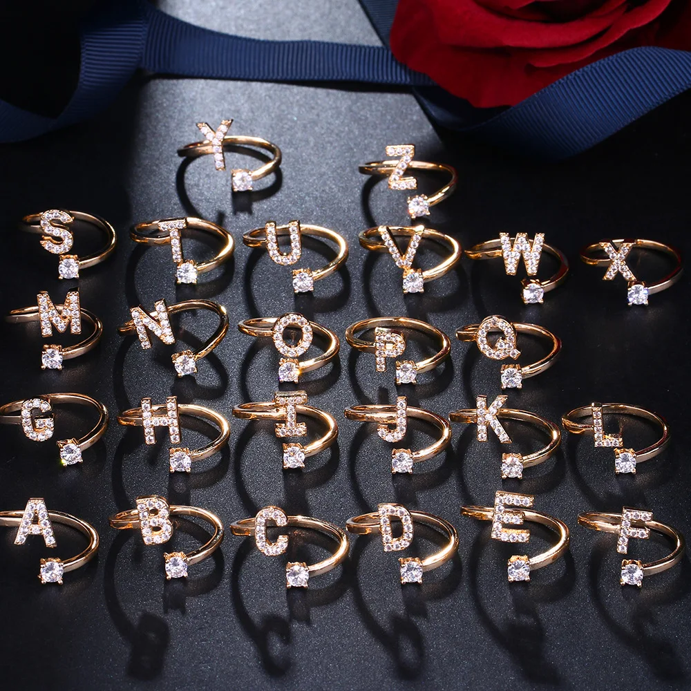Title 1, Letters Zircon Micro-inlaid Fashion Trendy Jewe...