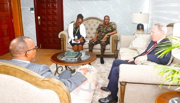 Australian High Commisioner to Kenya Luke William with Defence CS Adeb Duale on May 18, 2023