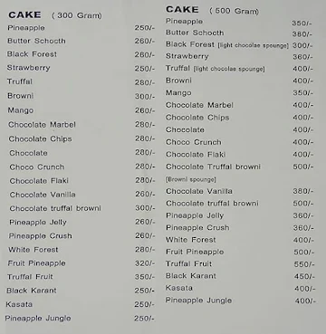 Prince Bakery menu 