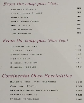 Paramount Restaurant menu 