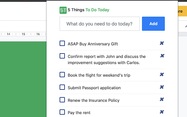 5 Things To Do Today chrome extension