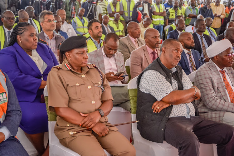 Kenyans listening at Nairobi Freight Terminus during flagging off the second consignment of subsidized fertiliser on October 21, 2022.