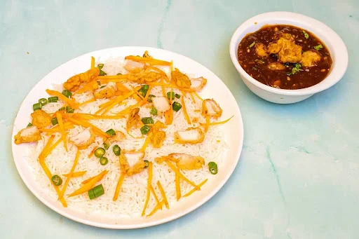 Chicken Rice With Chicken Manchurian