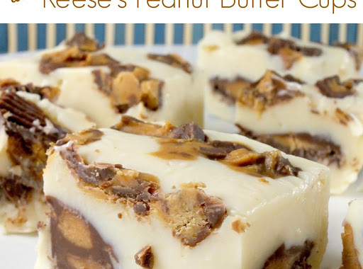 White Chocolate Reese's Peanut Butter Cup Fudge Bites