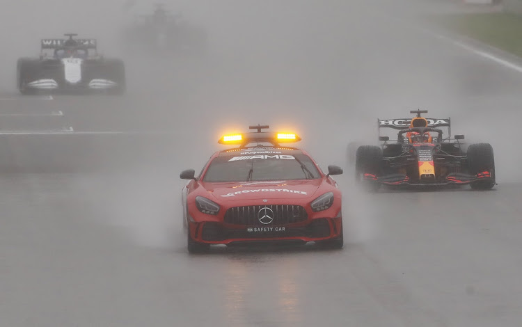 The "race" took place over three laps behind the safety car. Picture: REUTERS