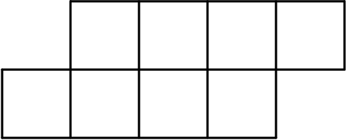 [asy] for (int a=1; a <= 4; ++a) {     draw((a,0)--(a,2)); } draw((0,0)--(4,0)); draw((0,1)--(5,1)); draw((1,2)--(5,2)); draw((0,0)--(0,1)); draw((5,1)--(5,2)); [/asy]