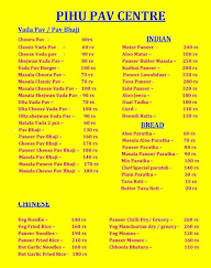 Pihu Pav Center menu 1