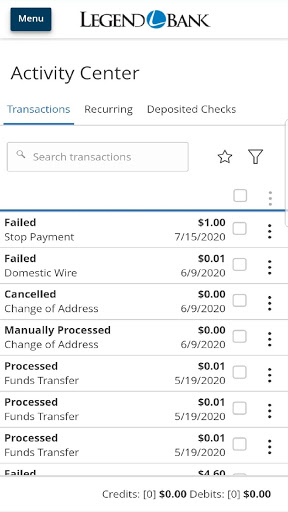 Screenshot Legend Bank Mobile
