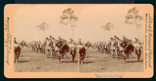 Stereograph Ninth US Cavalry Dismount Circa 1898