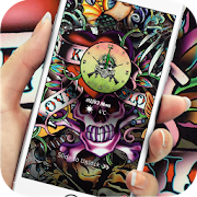 Rock skull graffiti street art lock screen desktop  Icon