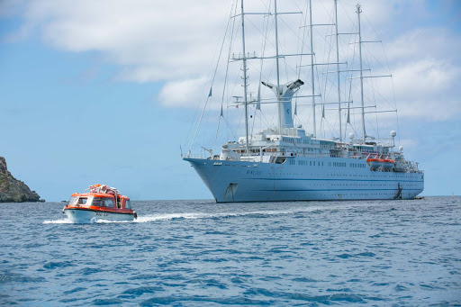 st-barts-wind-surf-and-tender.jpg - A tender in Gustavia Harbour on St. Barts ferrying passengers from Wind Surf.