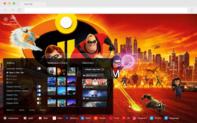 The Incredibles 2 Pop Movie HD New Tabs Theme