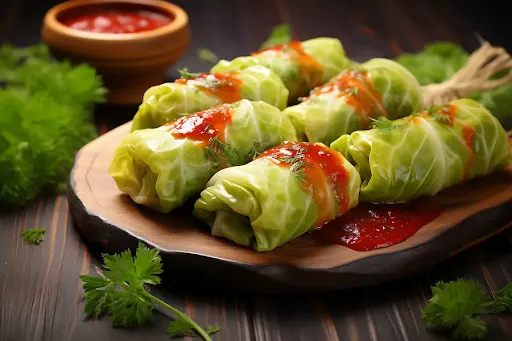 Steamed Mixed Veg Wrapped In Lettuce(6 Pcs)