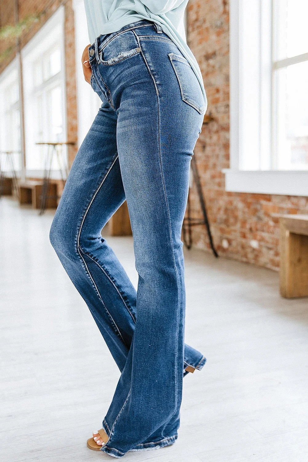 Title 2, Gewassen dames jeans met hoge taille, panelen e...