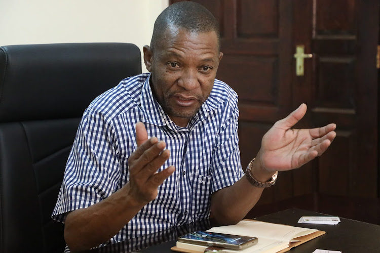 Taita Taveta Governor Andrew Mwadime during an interview at his Mwatate office on Thursday