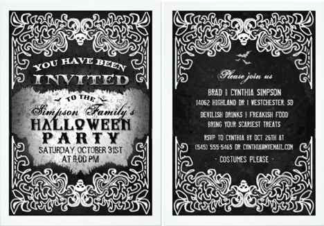 Black & White Vintage Halloween Invitation