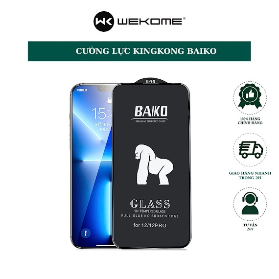 Kính Cường Lực Các Dòng Iphone Tự Dán 3D Wekome Baiko Chính Hãng, Miếng Dán Màn Hình Điện Thoại Ip Trong Suốt Full Màn.