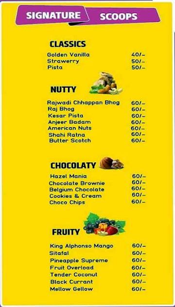 Dinshaw's Ice-Cream Parlour menu 