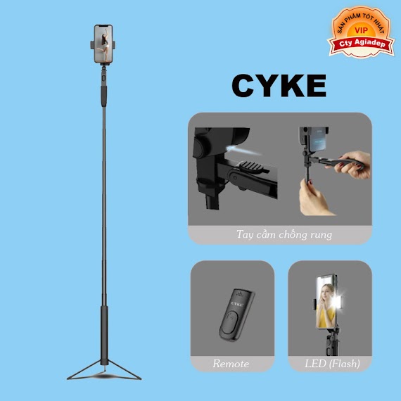 Gậy Chụp Hình Dài Siêu Xịn, Siêu Chắc, Có Gimbal Chống Rung, Gậy Tự Sướng Selfie Livestream Tripod - Cyke21