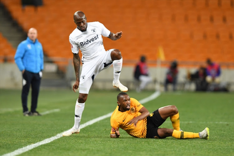 Sifiso Hlanti of Bidvest Wits challenge Bernard Parker of Kaizer Chiefs during the Absa Premiership match between Kaizer Chiefs and Bidvest Wits at FNB Stadium on August 07, 2018 in Johannesburg, South Africa.