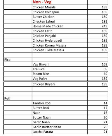 Baadalon Di Rasoi menu 