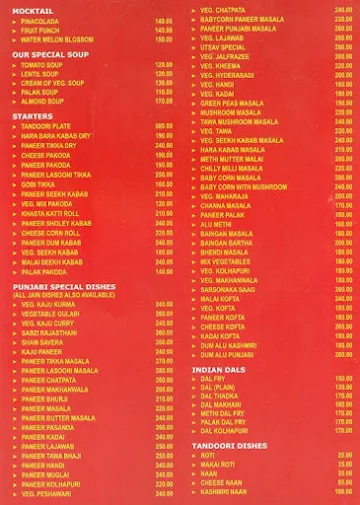 Utsav Restaurant menu 