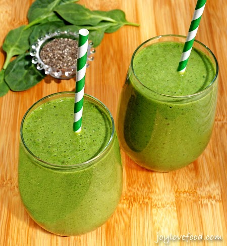 Spinach Banana Chia Seed Smoothies