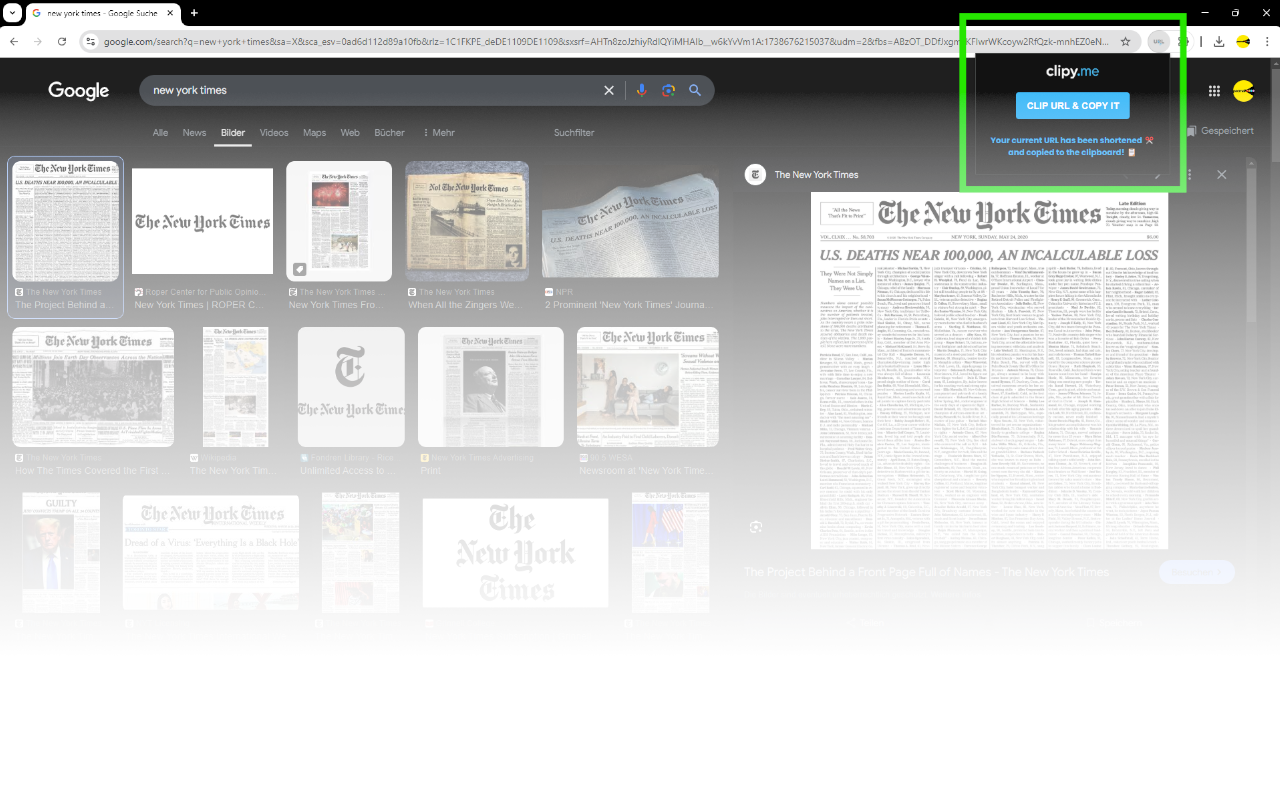 clipy.me easy URL shortener Chrome Extension Image 2