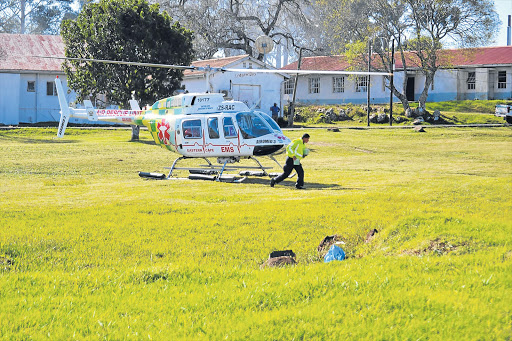 EMERGENCY AID: JUNE A helicopter was used to evacuate critically ill patients out of Madwaleni Hospital in Elliotdale after angry protesters blockaded the road