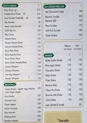 The Veggie Bites menu 