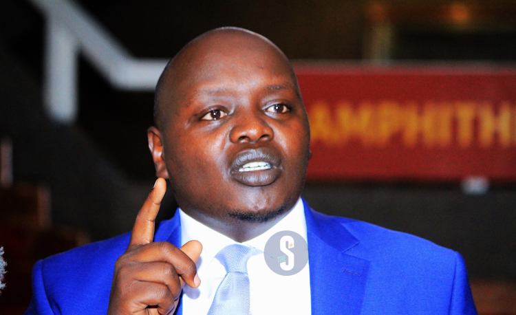 Nandi county senator Samson Cherargei speaks during a press conference at KICC on October 2, 2023.