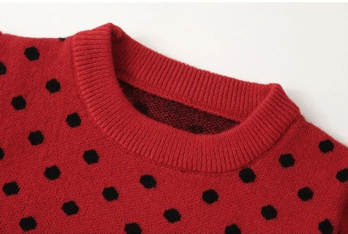 Title 3, Gebreide polkadot jurk voor dames, stijlvol en ...