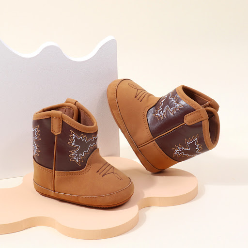 Title 10, 0to12 Months Baby Boots Denim High PU Leather B...