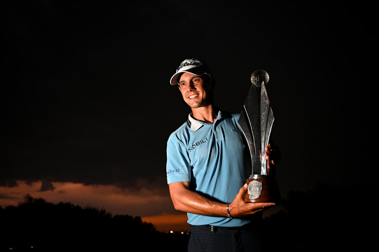 Matteo Manassero of Italy with his trophy at the Jonsson Workwear Open at Glendower Golf Club in Johannesburg, March 10 2024. Picture: STUART FRANKLIN/GETTY IMAGES