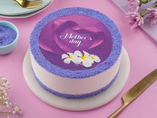 Happy Mother's Day Floral Butterscotch Photo Cake