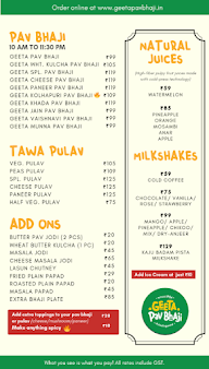 Geeta Pav Bhaji menu 3