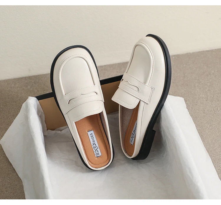Zapatos de primavera y otoño para mujer sin cordones, de una capa, estilo vintage, suela blanda, ideales para exterior.