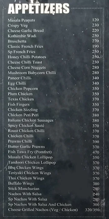 The Coal Shed menu 