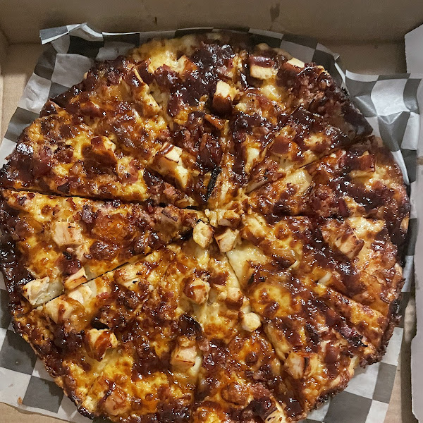 Gluten free BBQ chicken pizza!